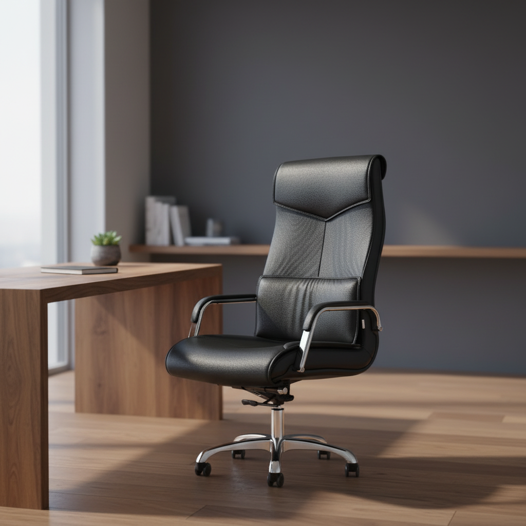 Modern Leather Lumbar Support Ergonomic Adjustable Height Executive Task Chair