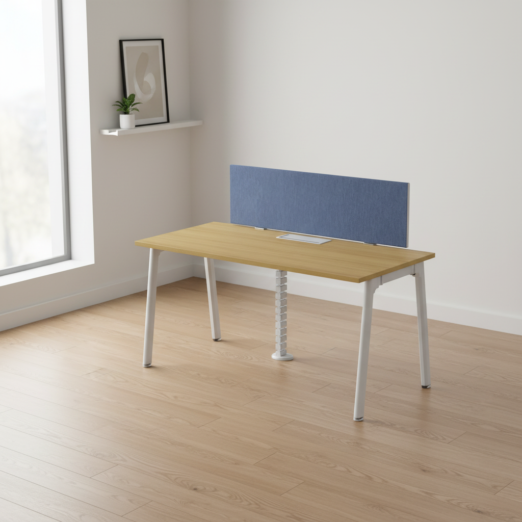 Office Desk System Aluminum Legs Foldable Convertible Privacy Screens Wood Frame Modern Workstation Configuration