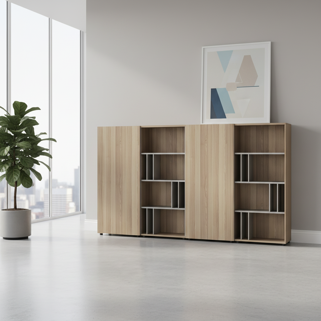Contemporary Wooden Trim Design Luxury Adjustable File Cabinet and Office Storage System with Modern Filing Solutions