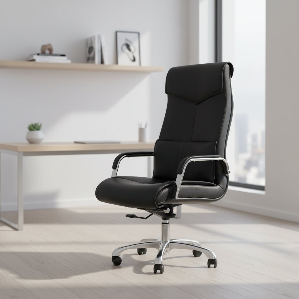 Modern Ergonomic Leather Executive Office Task Chair with Adjustable Height
