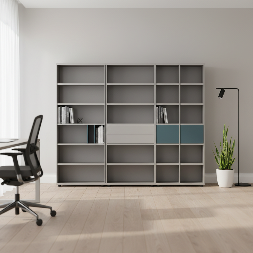 Premium Office File Cabinet with Combination Drawers and Doors Space Management Solution Featuring Aluminum Trim