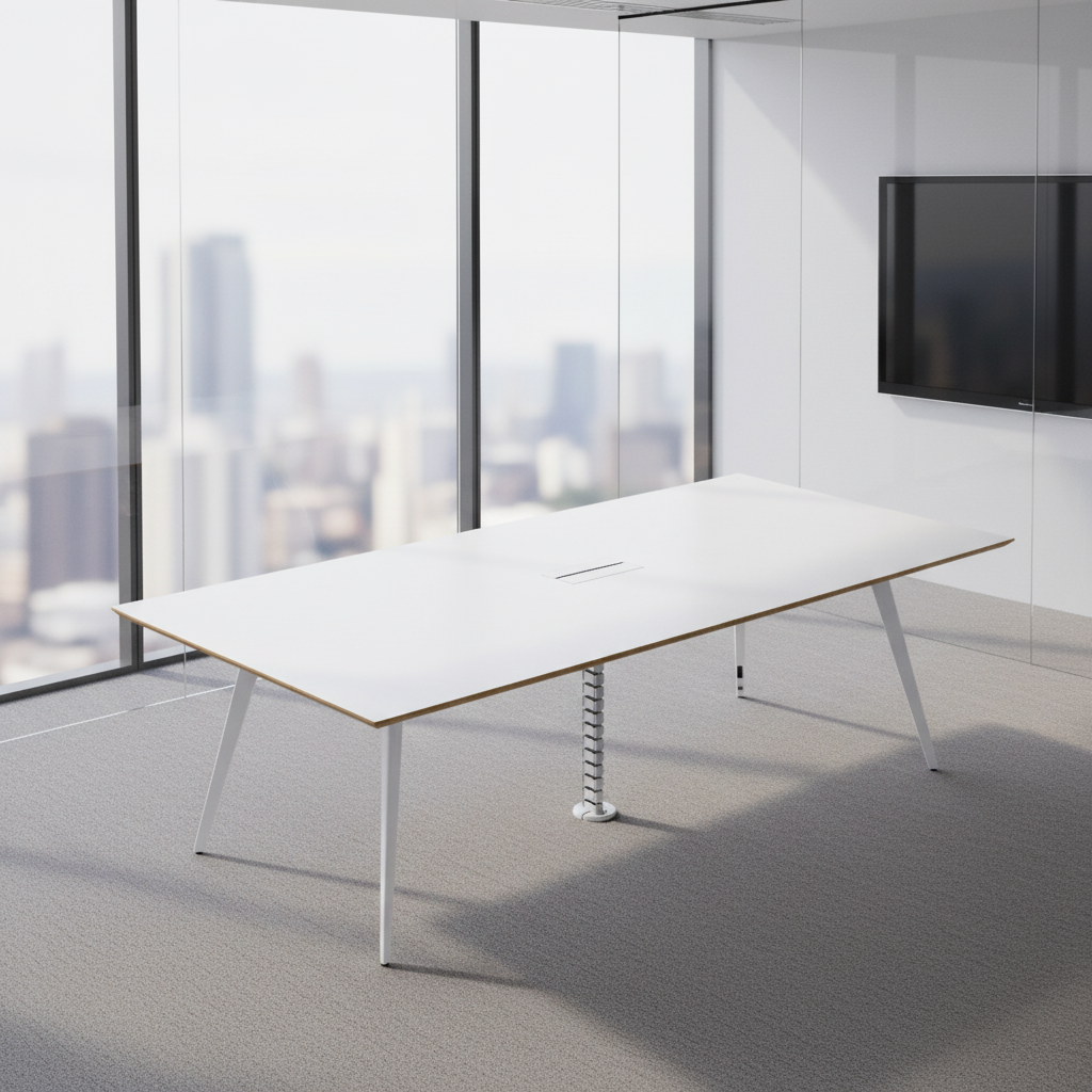 Professional Conference Table with Integrated Power Outlet and Steel Frame Modern Design for Office Boardroom
