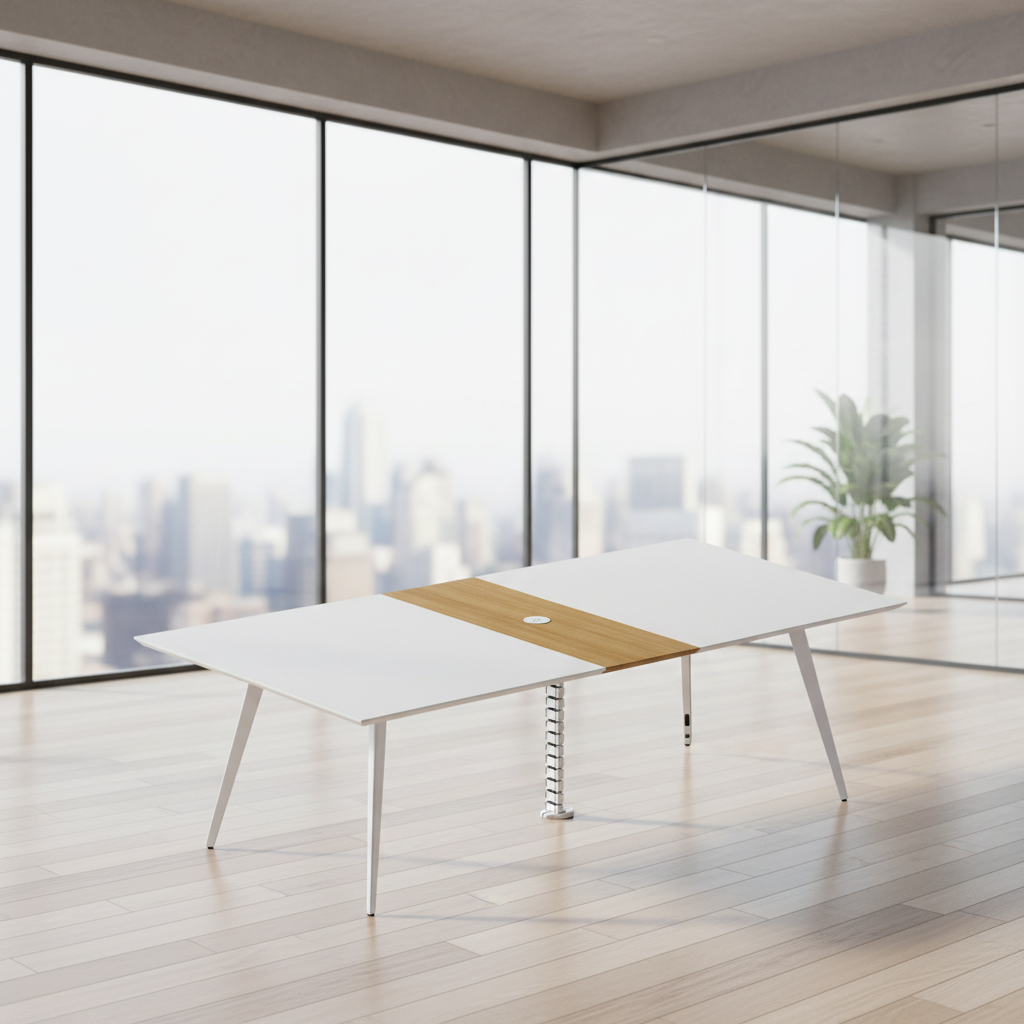 Executive Meeting Table Cable Management System Foldable Automatic Wooden Contemporary Office Furniture Steel Base Heavy Duty