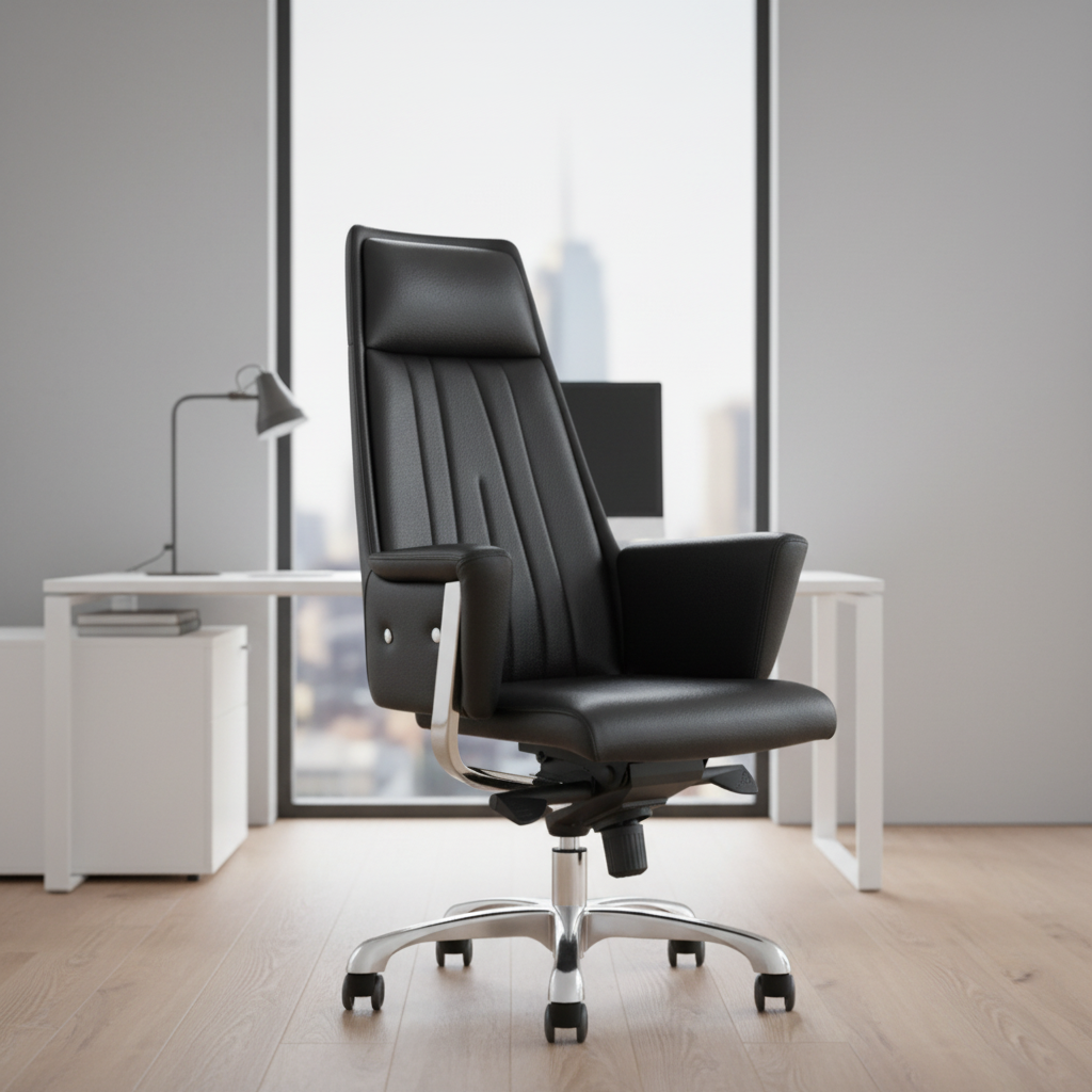 Luxury Leather Executive Office Chair with Ergonomic Design Modern Tilt Function and Adjustable Height