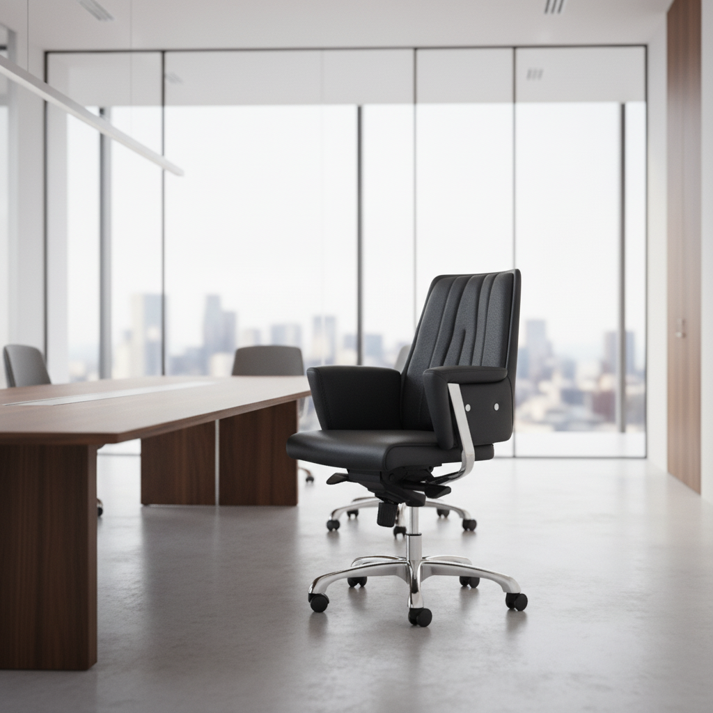 Modern Ergonomic Leather Stable Base Conference Office Chair