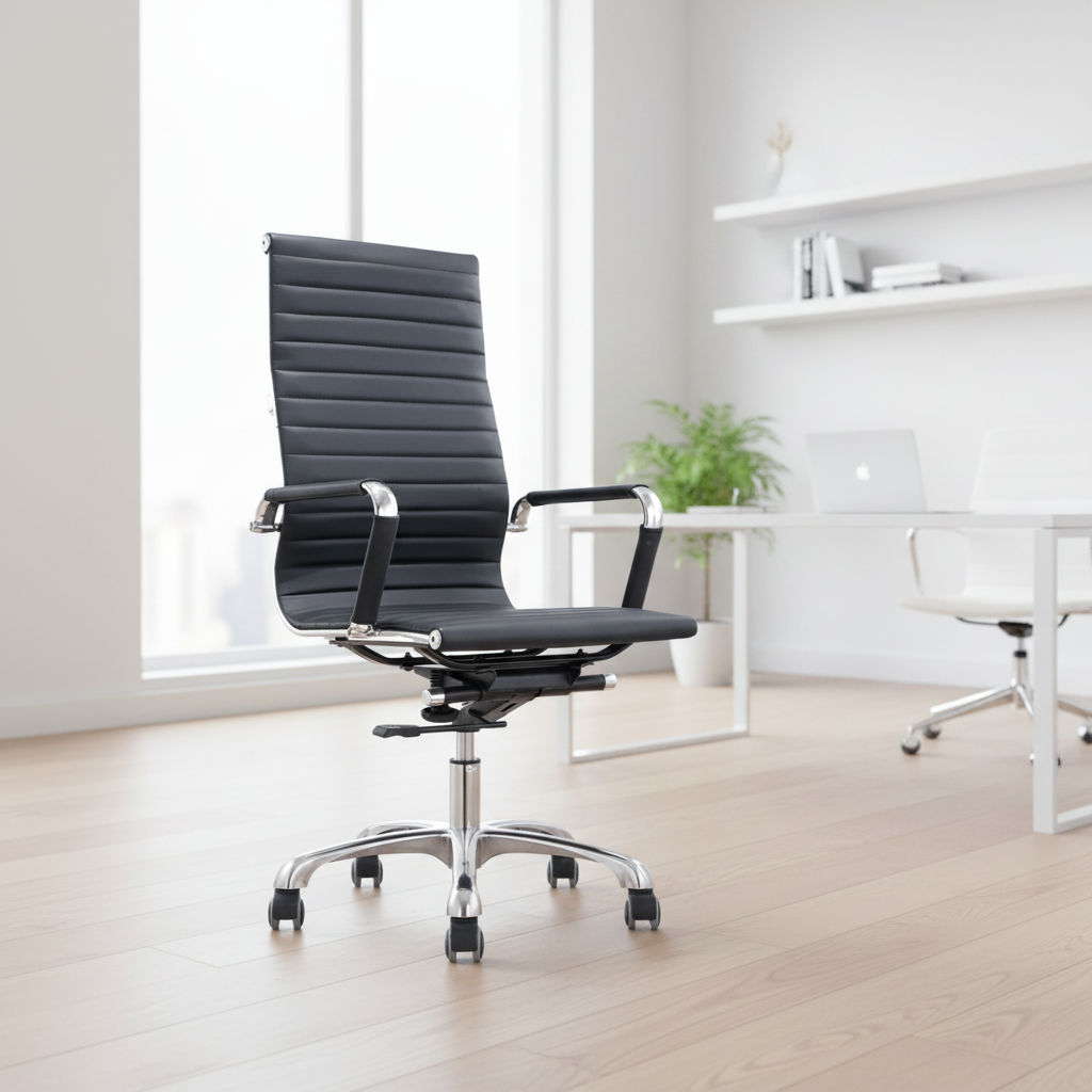 Heavy Duty Commercial Leather Ergonomic Adjustable Height Tilt Chair for Home Office