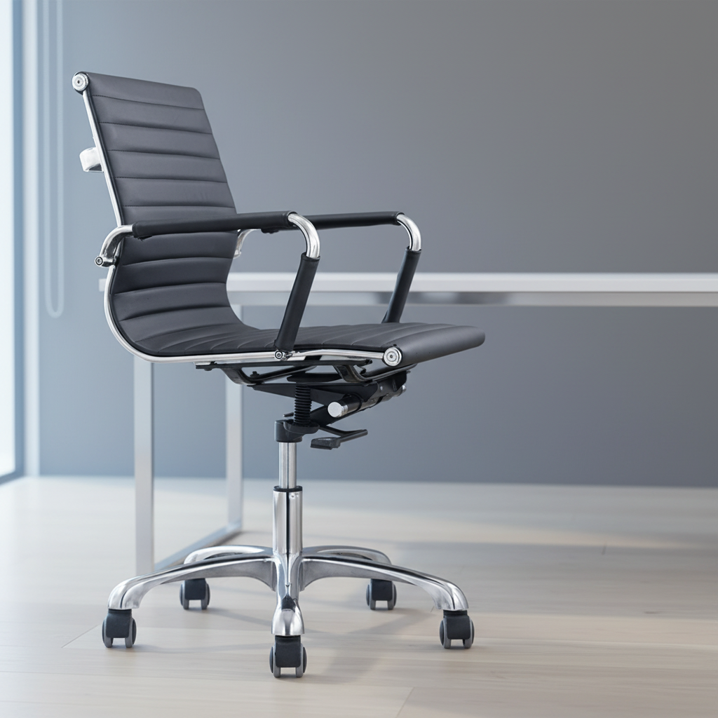 Ergonomic Leather Modern Executive Height Adjustable Aluminium Base Chair for Home Office