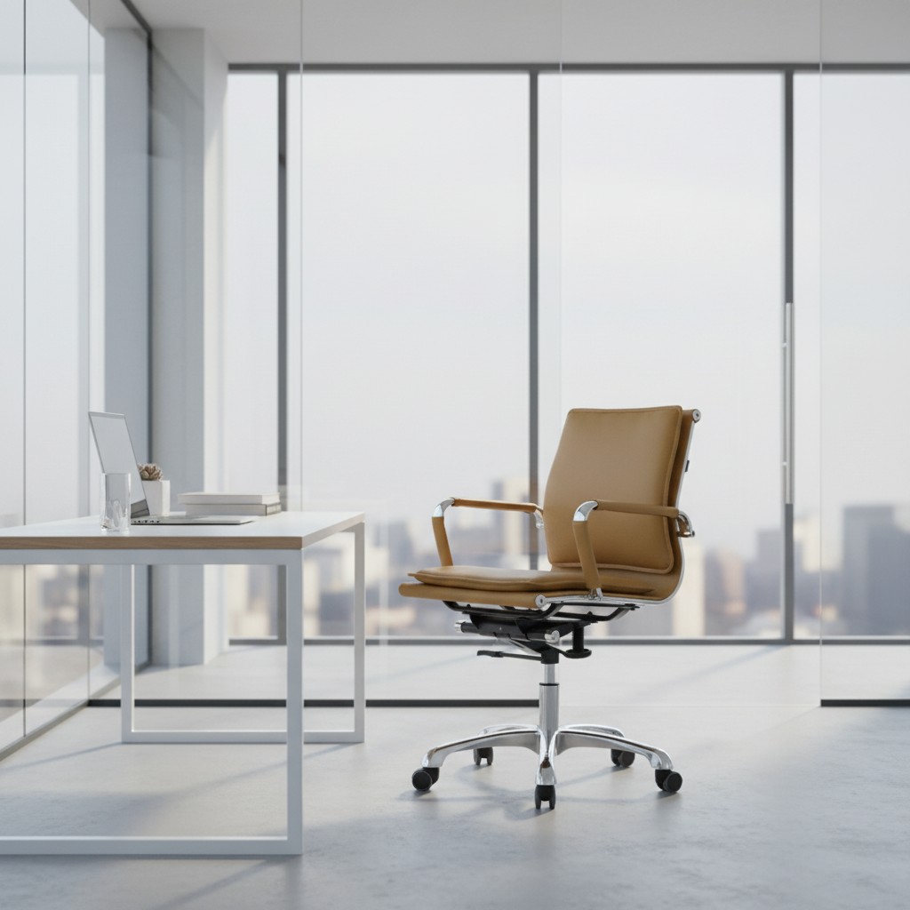 Modern Ergonomic Leather Executive Chair with Adjustable Height and Comfortable Back Support