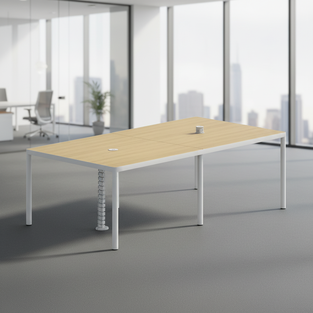 Modern Wood Frame Standing Conference Table Built-in Power Socket Adjustable Elevating Solutions for Professional Office