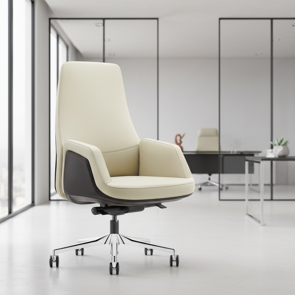 Modern Ergonomic PU Leather Covered ABS Shell Adjustable Conference Chair