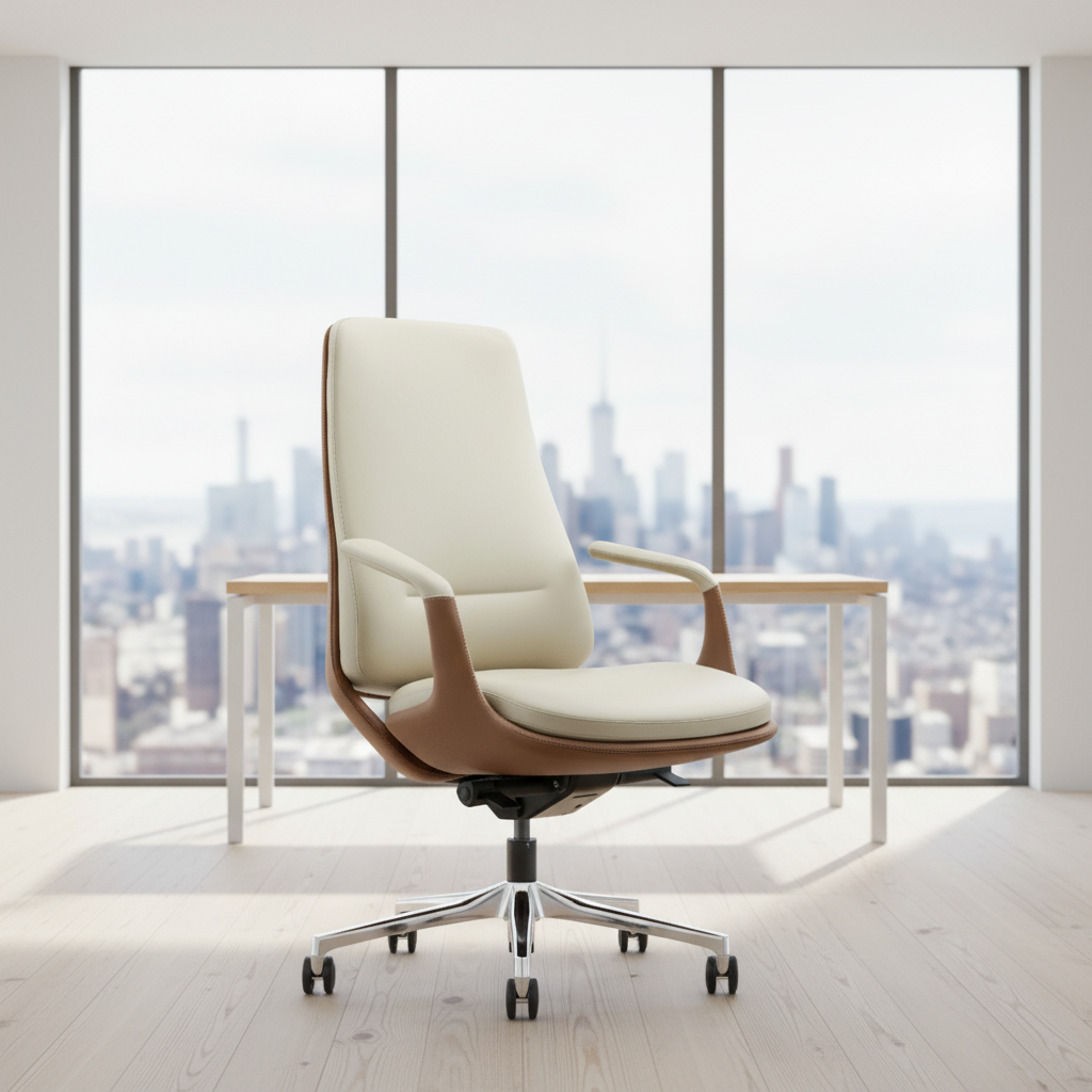 Premium Quality Leather Executive Office Chair-Modern Ergonomic Design Adjustable Height
