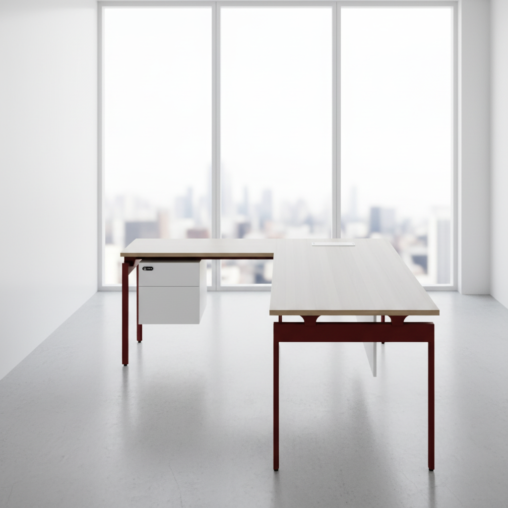 Convertible Manager Desk Steel Frame Workstation Attached Storage Shelves Modern Design Standing Desk for Business