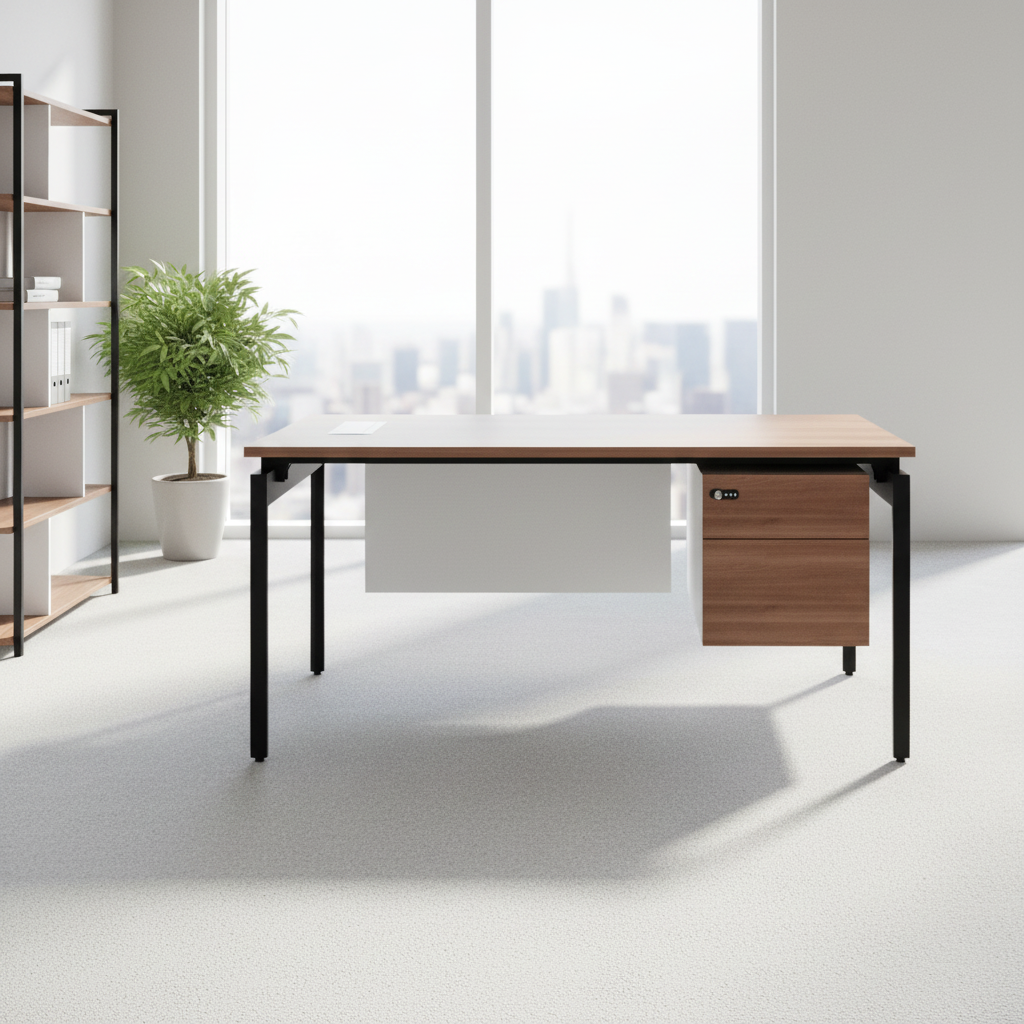 Manager Workstation Double Storage Design Wood Frame Foldable Adjustable Shelves Business Office Desk Modern Ergonomic Desks