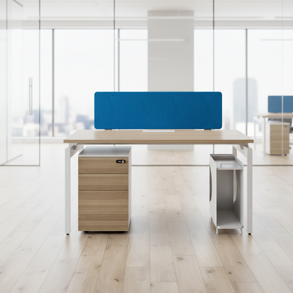 Office Wood Workstation Aluminum Frame Integrated Cable Management Modern Standing Desk Design Professional Desk