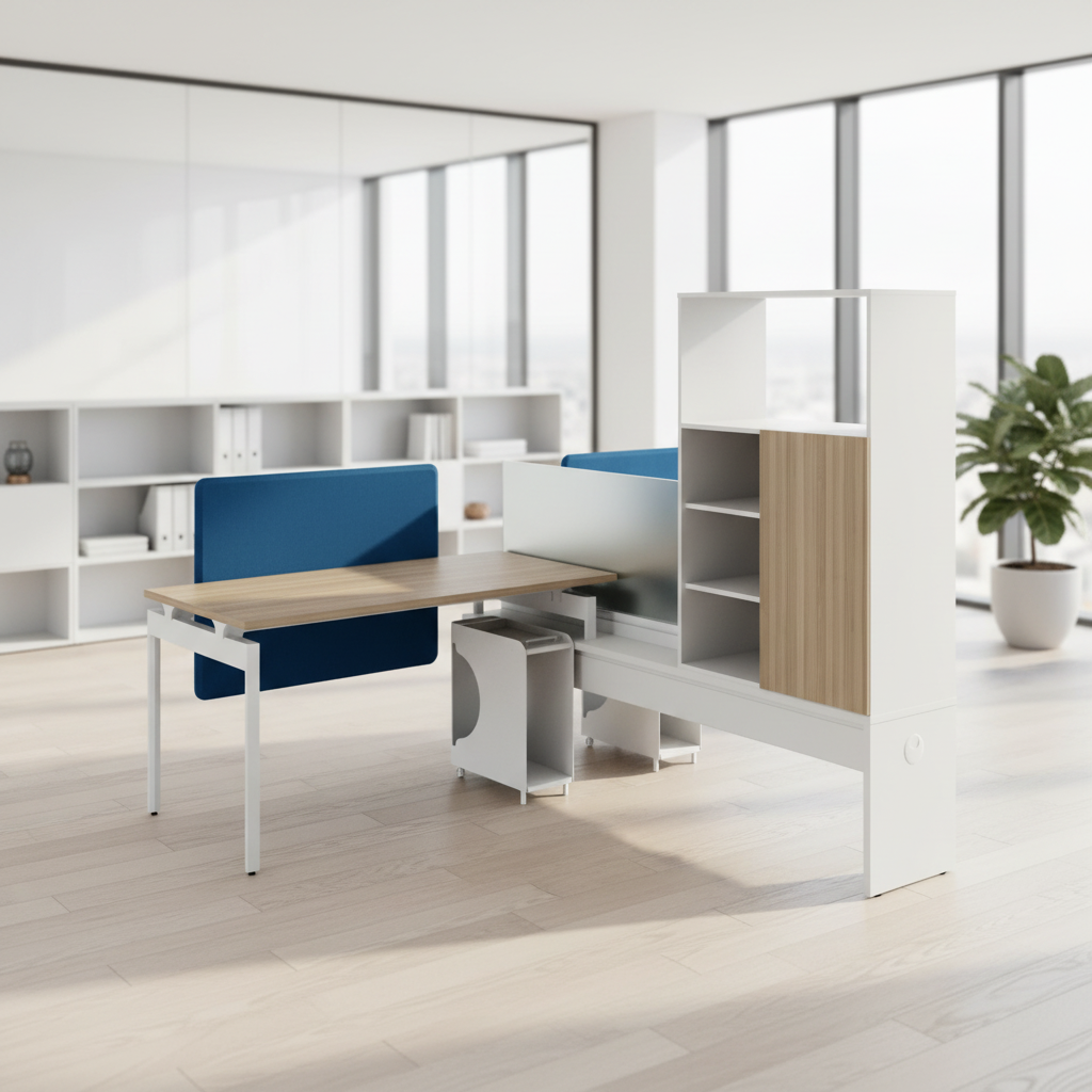 Basic Open Office Desk Wood Frame Foldable Durable Professional Setup Business Workstation Ergonomic Design Modern Office Desks
