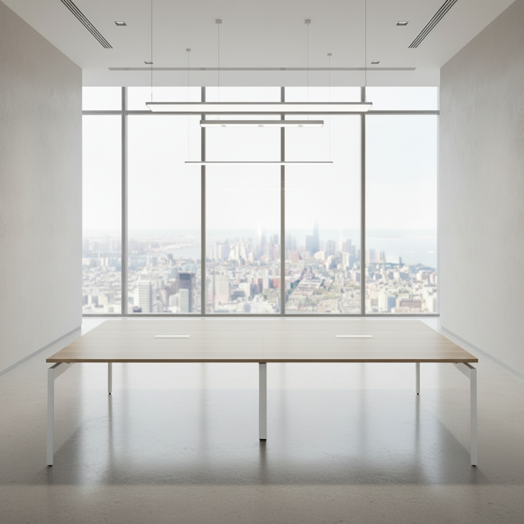 Medium Conference Table Steel Frame Professional Boardroom Design Business Meeting Space Modern Office Desks
