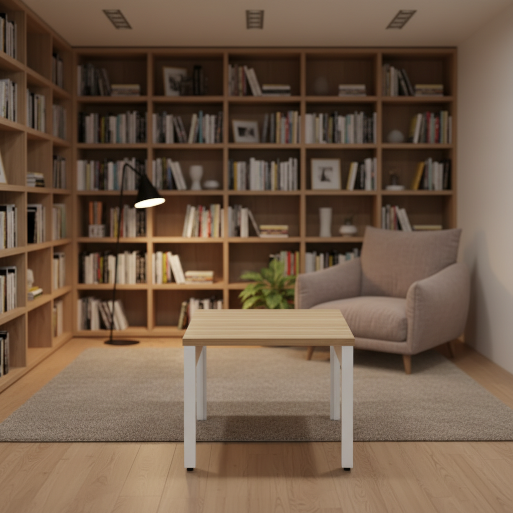 Square Coffee Table Steel Frame Modern Accent Piece Living Room Decor Compact Side Table Office Furniture Desks