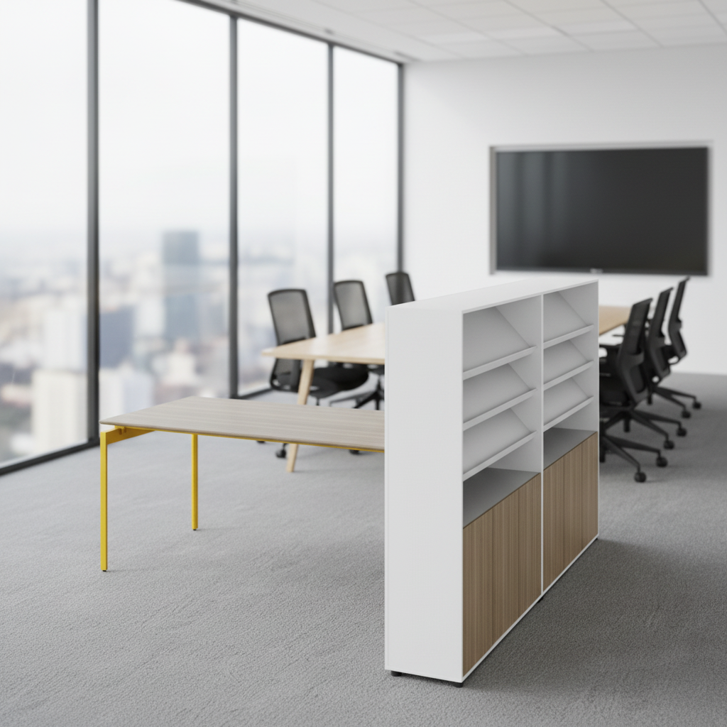 Multimedia Desk Steel Frame High Cabinet Professional AV Setup Modern Office Equipment Conference Tables Office Furniture