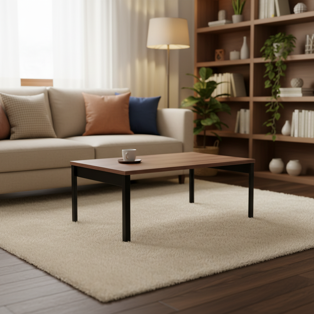Long Foldable Coffee Table Wood Leg Modern Design Living Room Decor Accent Piece Durable Side Tables Office Furniture